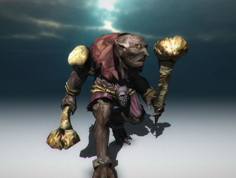 Troll creature holding sword Low-poly 3D model_7