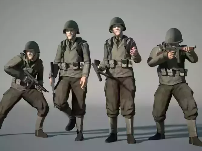 WW2 US-Soldier Low-poly 3D model