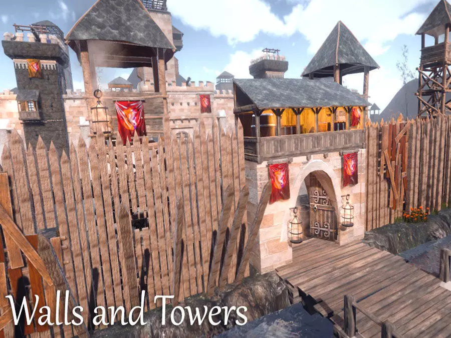 Walls and Towers Update Low-poly 3D model_0