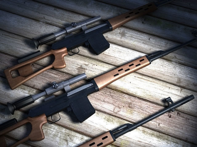 Weapons rifle Low-poly 3D model_13