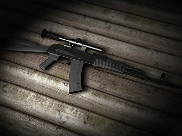 Weapons rifle Low-poly 3D model_5