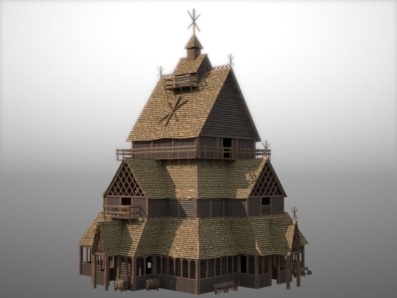 Viking Church Low-poly 3D model_3