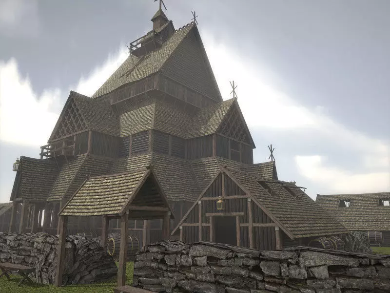 Viking Church Low-poly 3D model_0