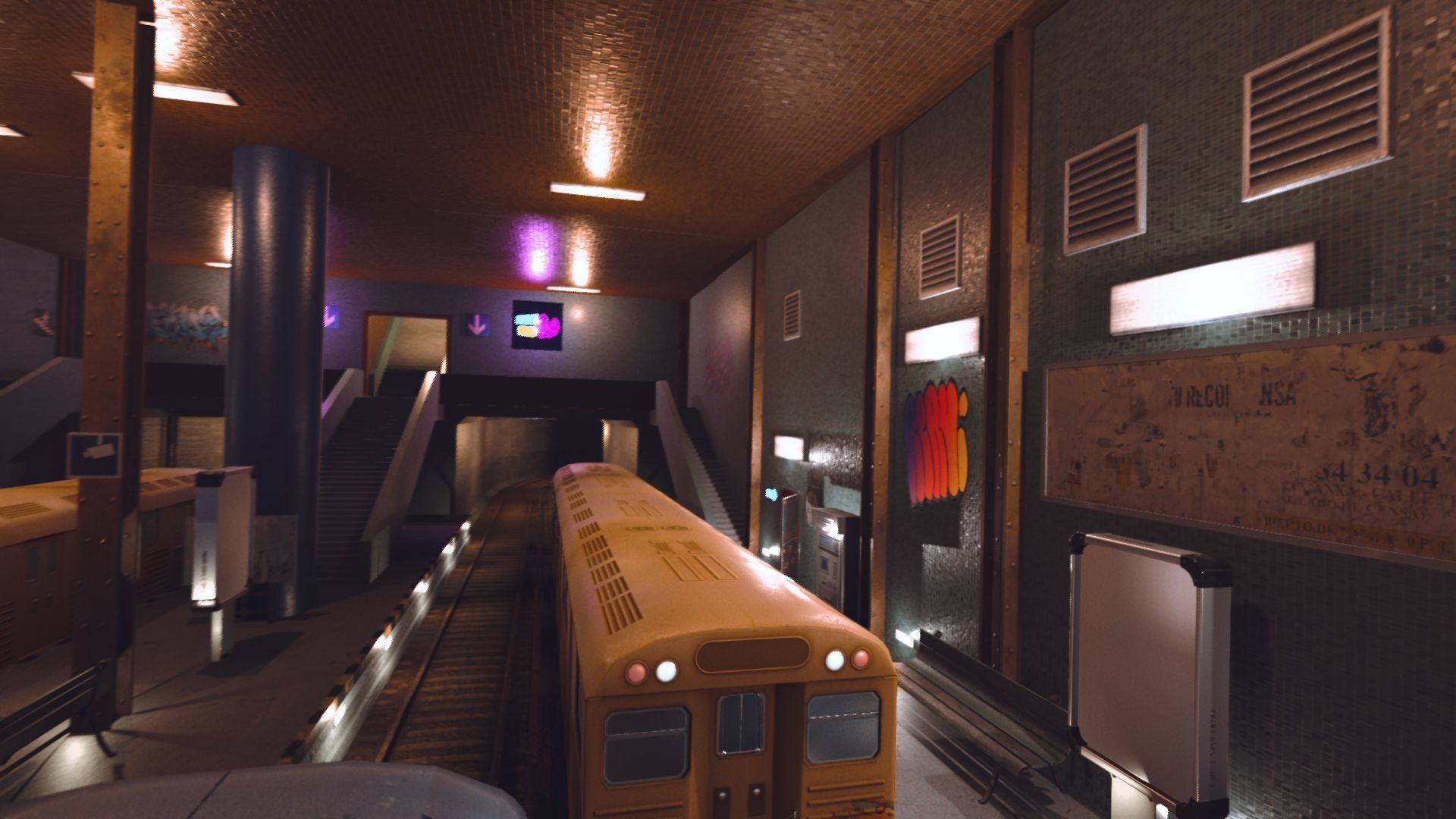 Subway station with trains on tracks Low-poly 3D model_23