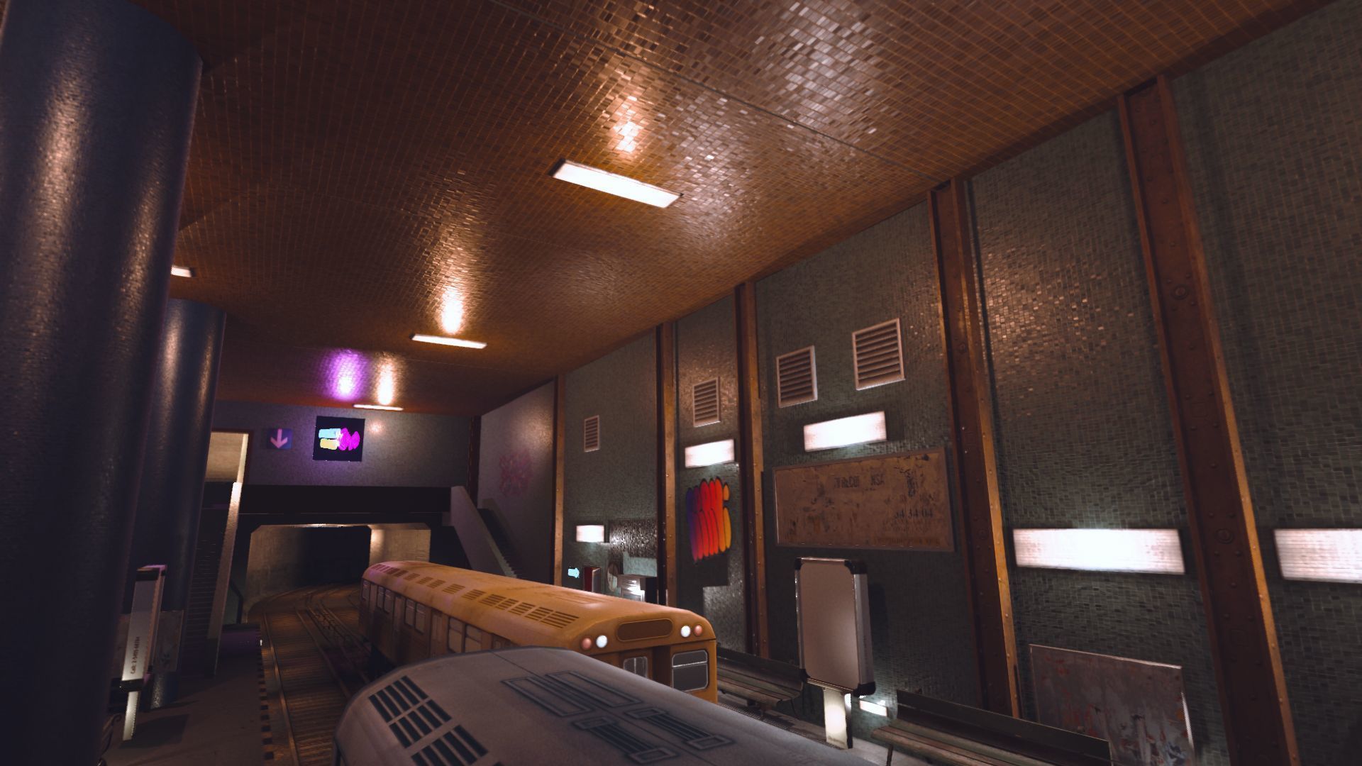 Subway station with trains on tracks Low-poly 3D model_22