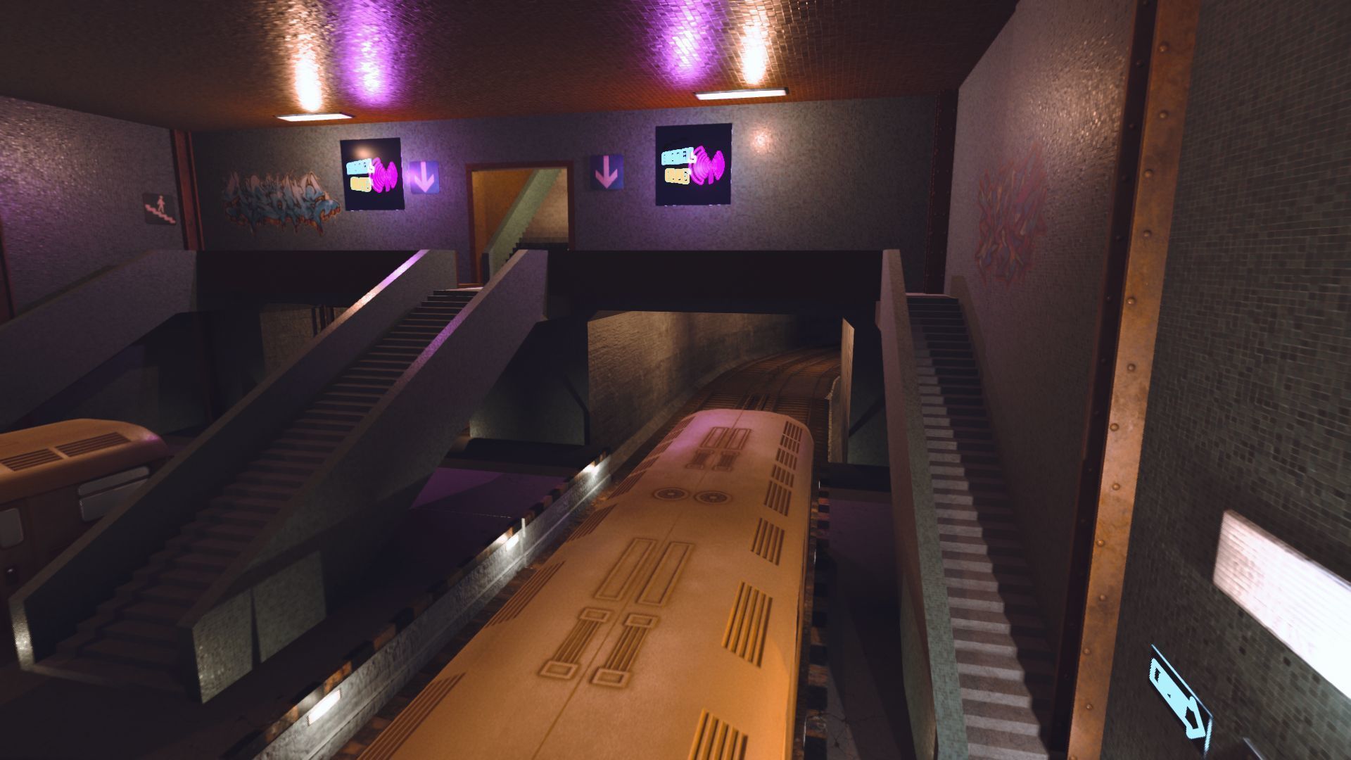 Subway station with trains on tracks Low-poly 3D model_26