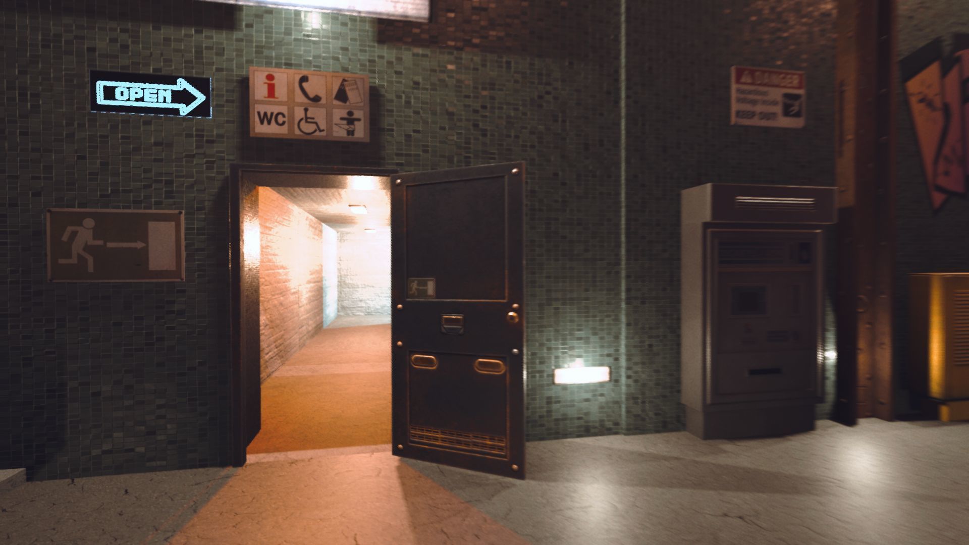 Subway station with trains on tracks Low-poly 3D model_9