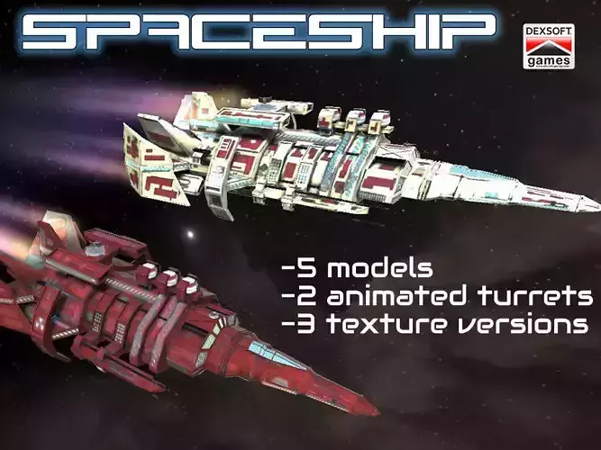 Starship star wars battlecruiser Low-poly 3D model