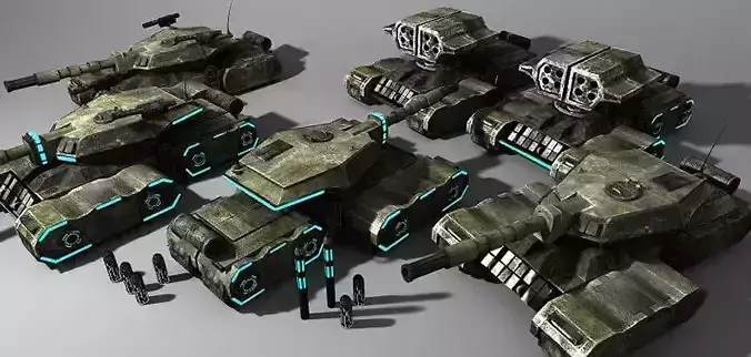 Sci Fi Tanks Low-poly 3D model