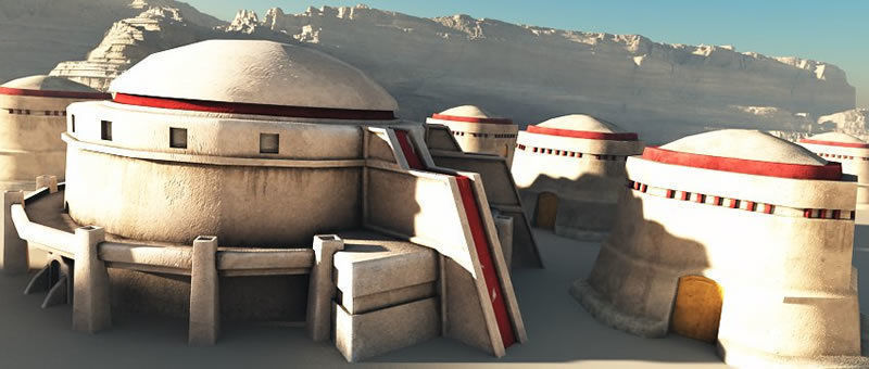 Sci Fi Desert Buildings Low-poly 3D model_9