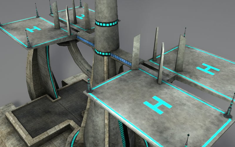 Sci Fi Desert Buildings Low-poly 3D model_2