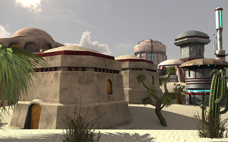 Sci Fi Desert Buildings Low-poly 3D model_1