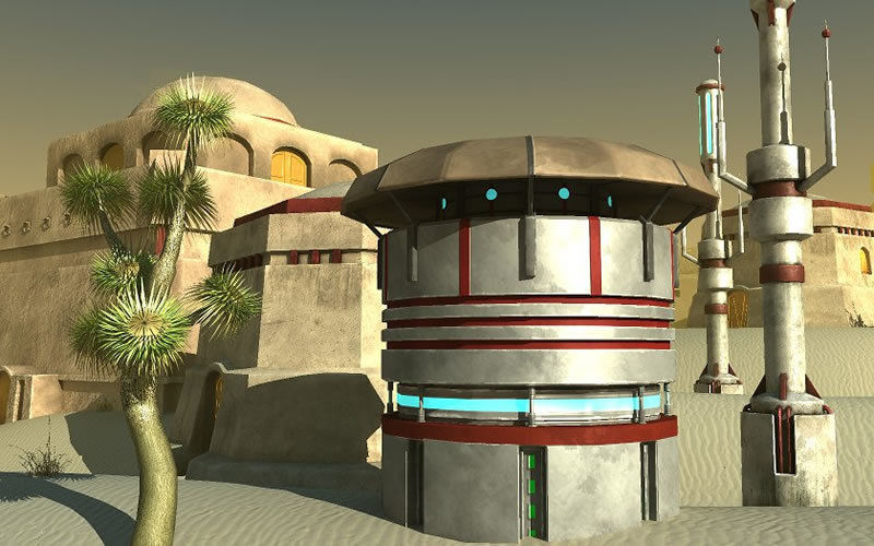 Sci Fi Desert Buildings Low-poly 3D model_6