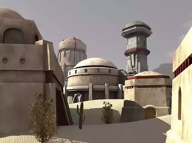 Sci Fi Desert Buildings Low-poly 3D model