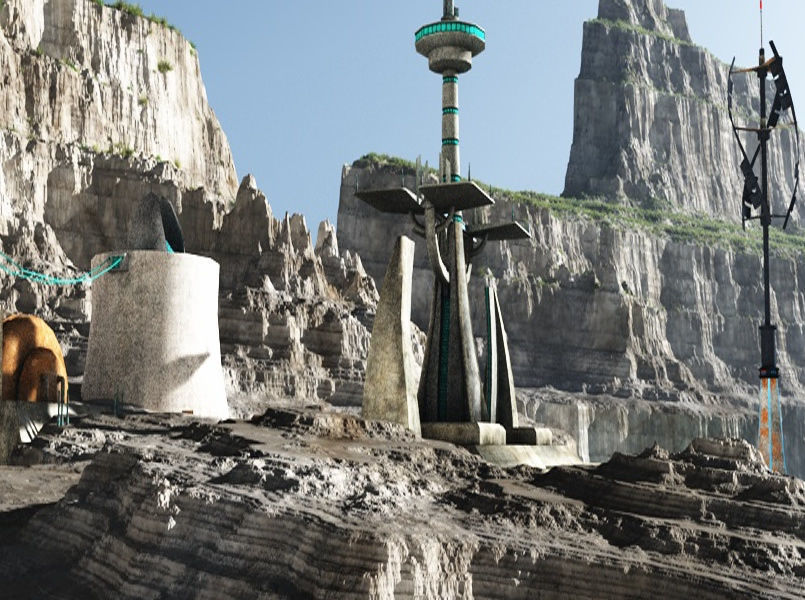Sci Fi Desert Buildings Low-poly 3D model_5