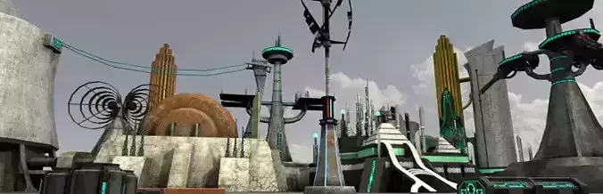 Sci Fi Buildings  Low-poly 3D model