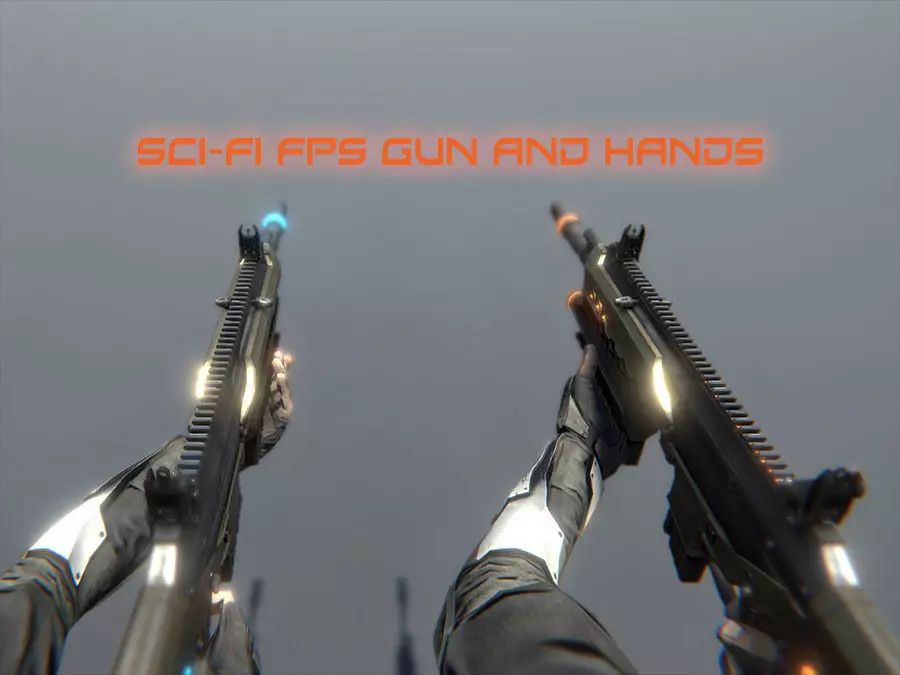 SCI-FI FPS Gun and hands Low-poly 3D model_0