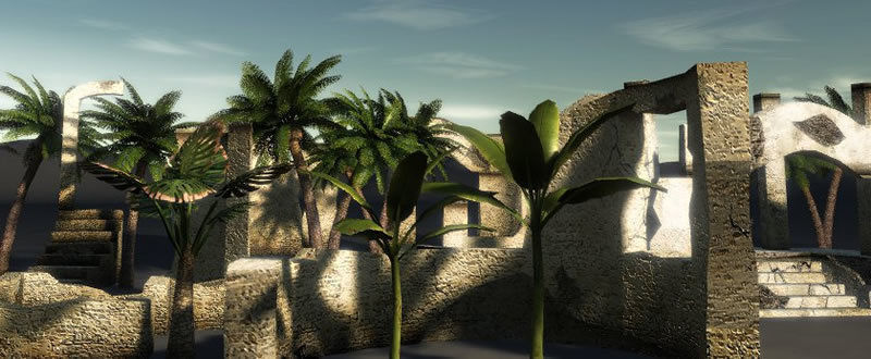 Ruins and trees in woods Low-poly 3D model_2