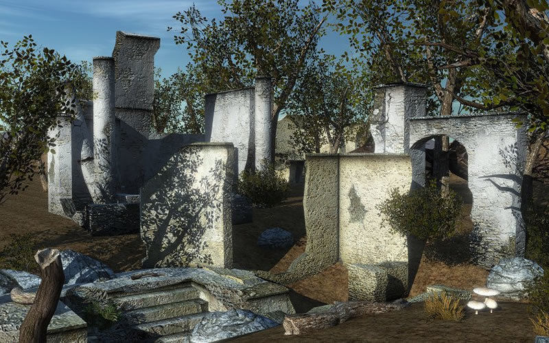 Ruins and trees in woods Low-poly 3D model_6