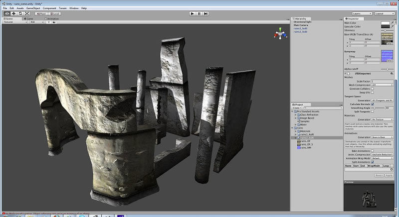 Ruins and trees in woods Low-poly 3D model_5