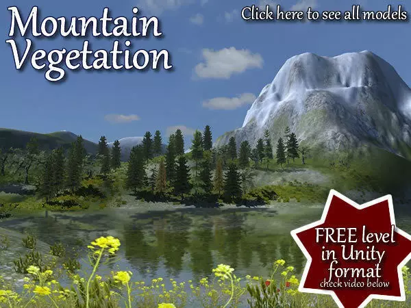 Mountain Vegetation Low-poly 3D model_3