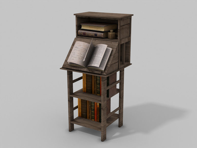 Medieval Library Update Low-poly 3D model_28