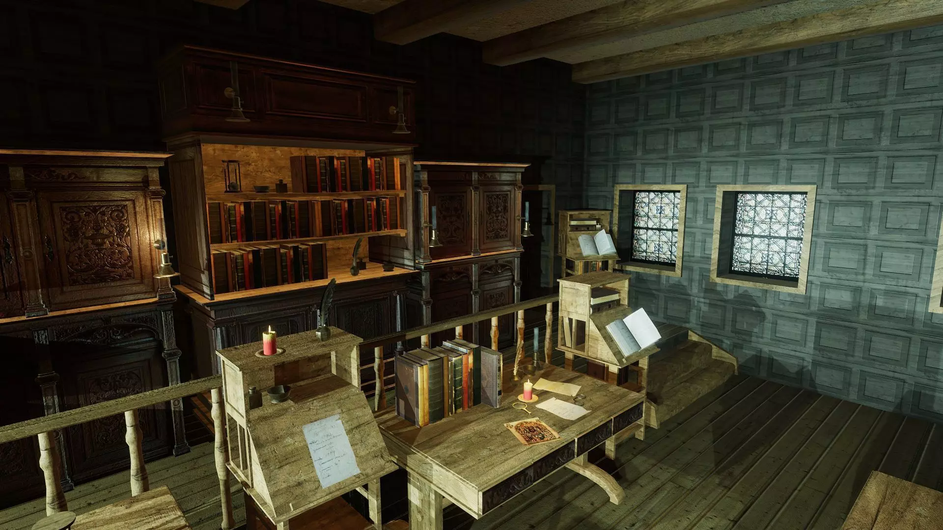 Medieval Library Update Low-poly 3D model_0