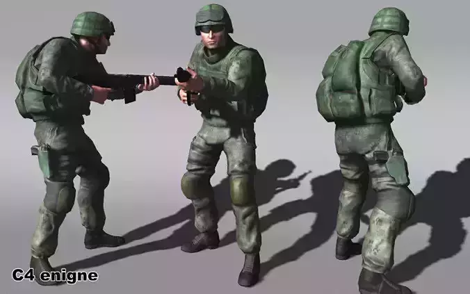Marine Soldier Low-poly 3D model