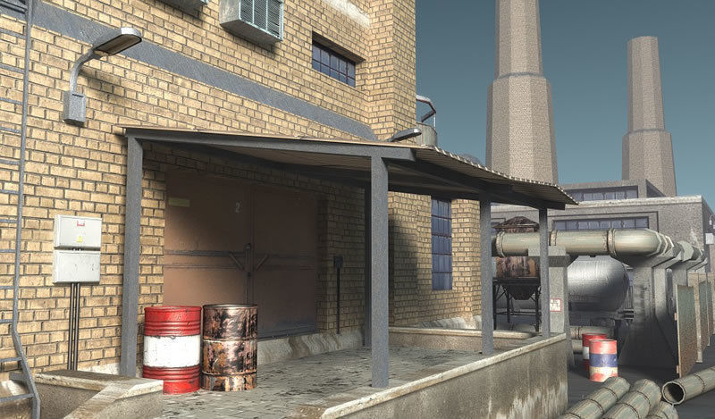 Industrial Buildings 2 Low-poly 3D model_7