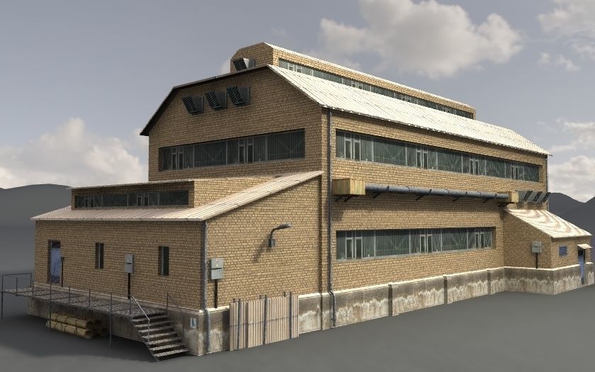 Industrial Buildings 2 Low-poly 3D model_10