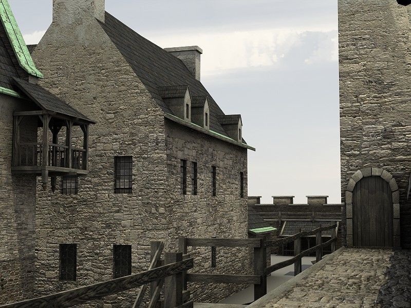 Medieval Castle Village Low-poly 3D model_4