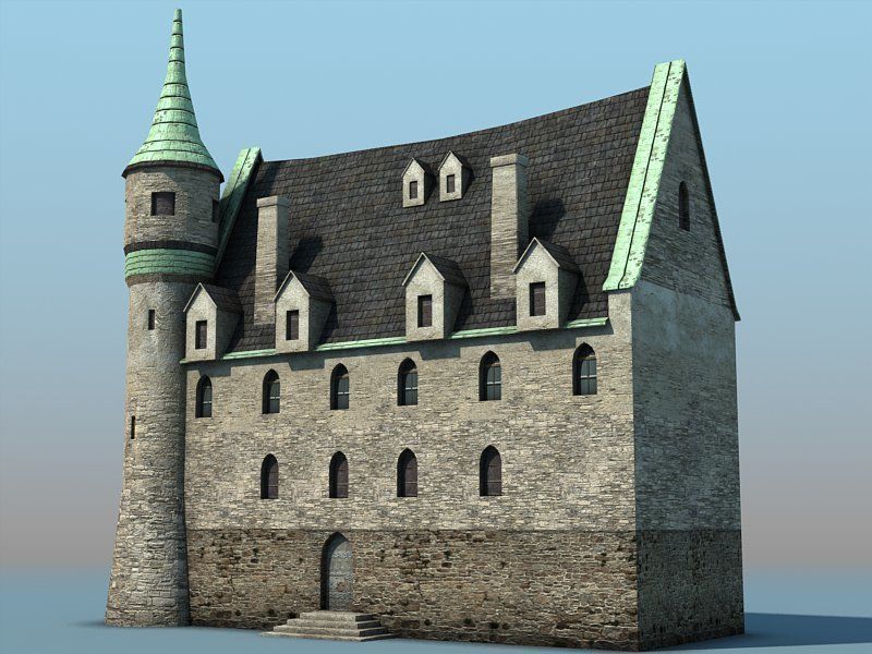 Medieval Castle Village Low-poly 3D model_19