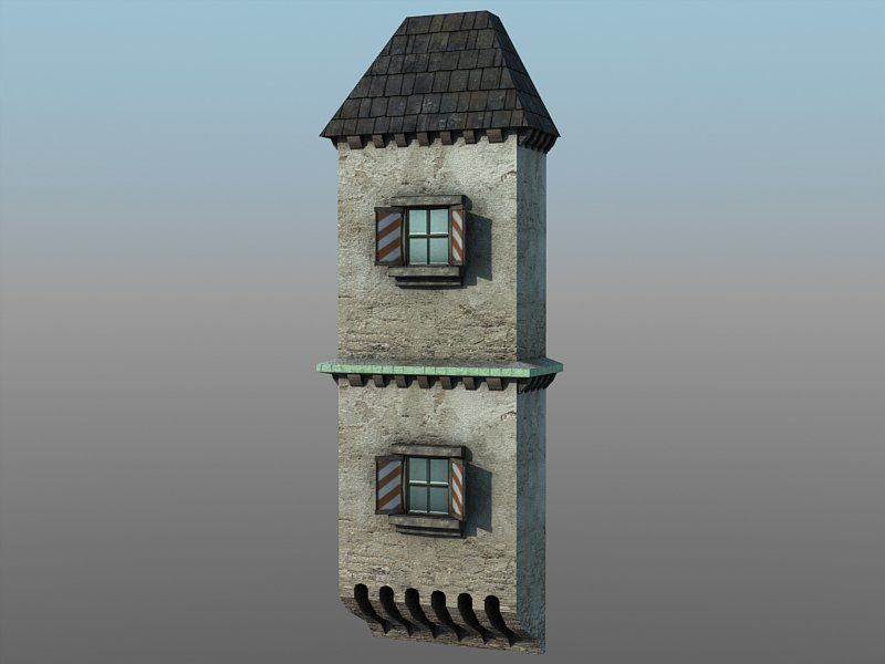 Medieval Castle Village Low-poly 3D model_13