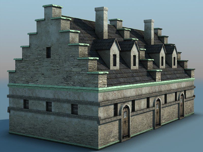 Medieval Castle Village Low-poly 3D model_18