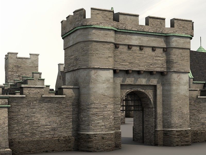 Medieval Castle Village Low-poly 3D model_6