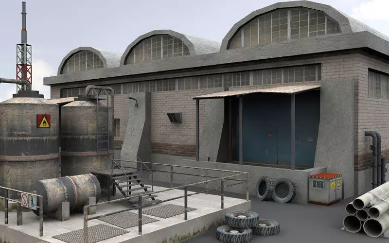 Industrial Buildings 4 Low-poly 3D model_1