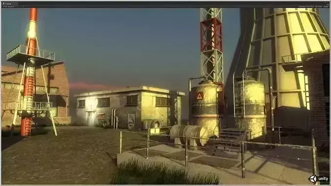 Industrial Buildings 4 Low-poly 3D model