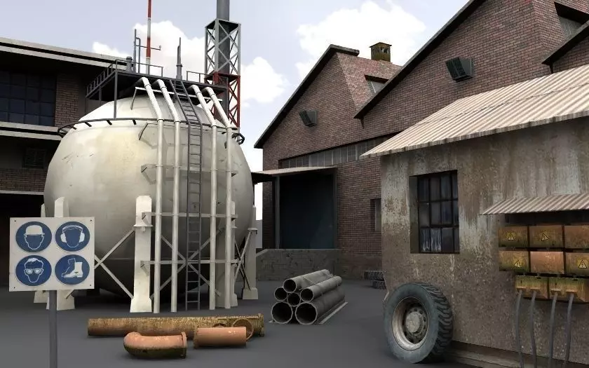 Industrial Buildings 4 Low-poly 3D model_10