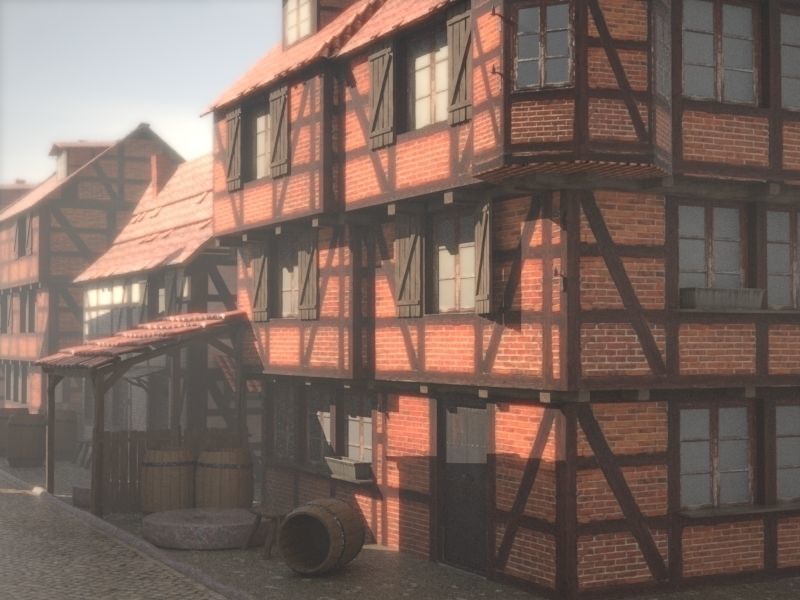 Framework Village Low-poly 3D model_9