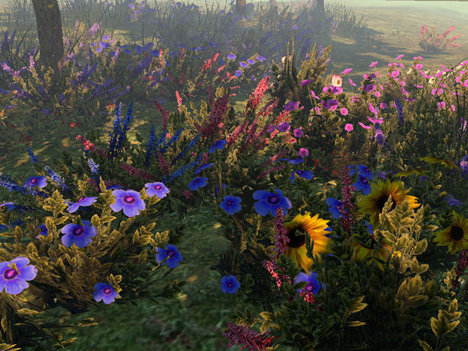 Flowers 1 wildflowers in forest Low-poly 3D model