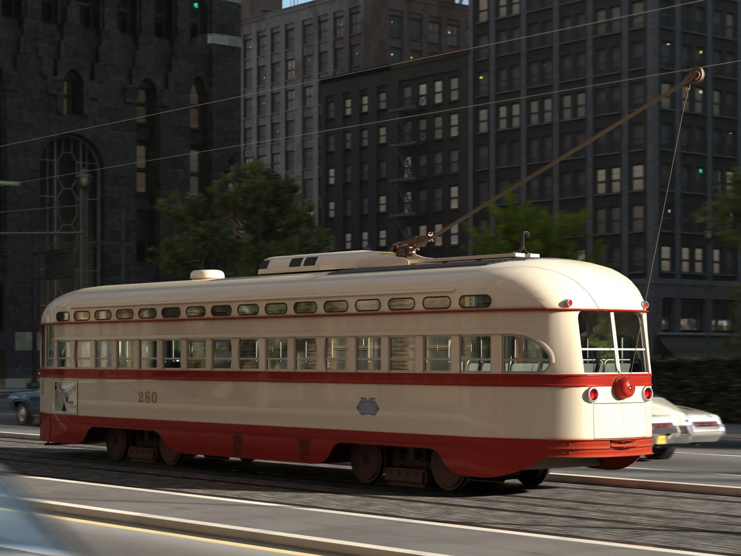 PCC Streetcar 1945 3D model_3