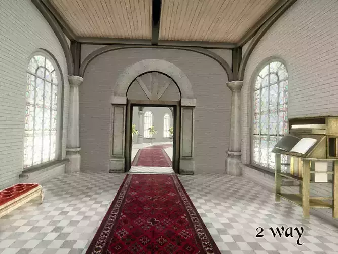 Fantasy Corridors Low-poly 3D model