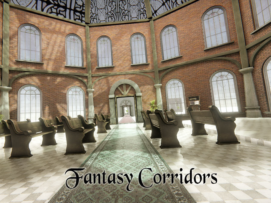 Fantasy Corridors Low-poly 3D model_2
