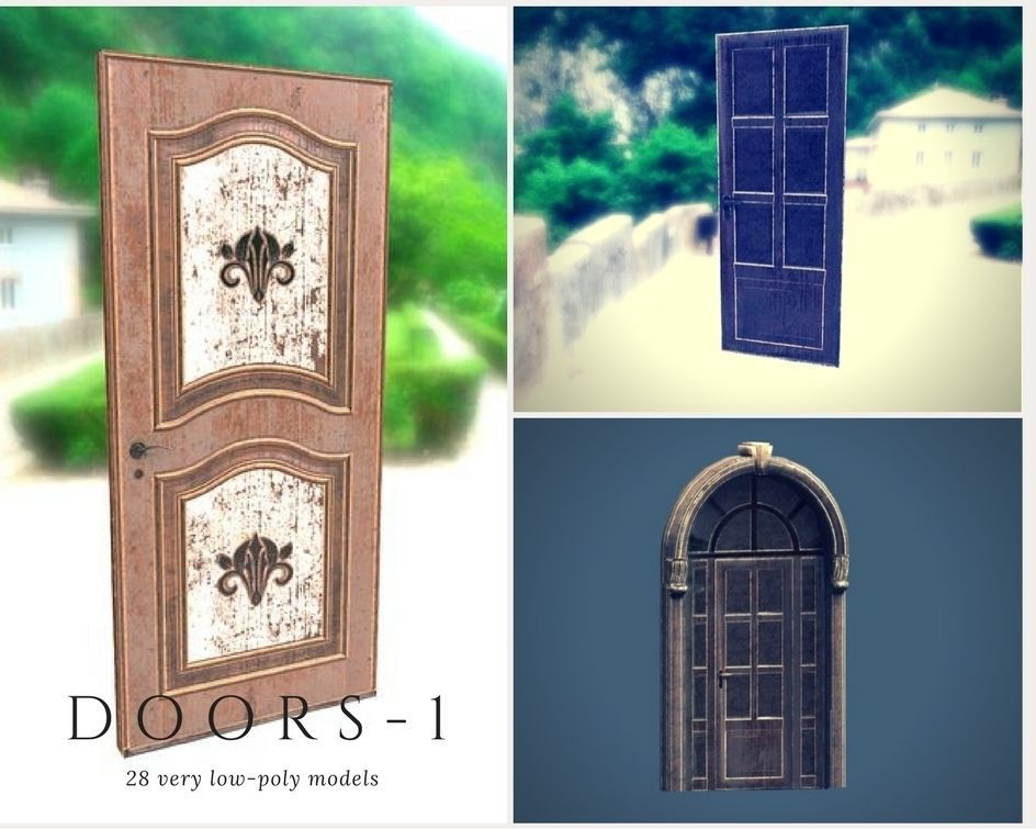 Doors 1 set of for sims Low-poly 3D model_11