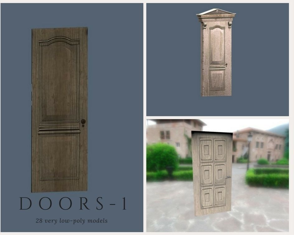 Doors 1 set of for sims Low-poly 3D model_5