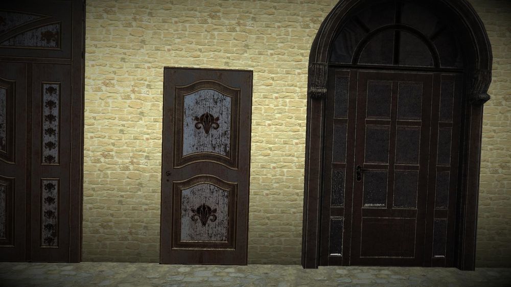 Doors 1 set of for sims Low-poly 3D model_6