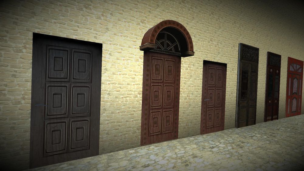 Doors 1 set of for sims Low-poly 3D model_1