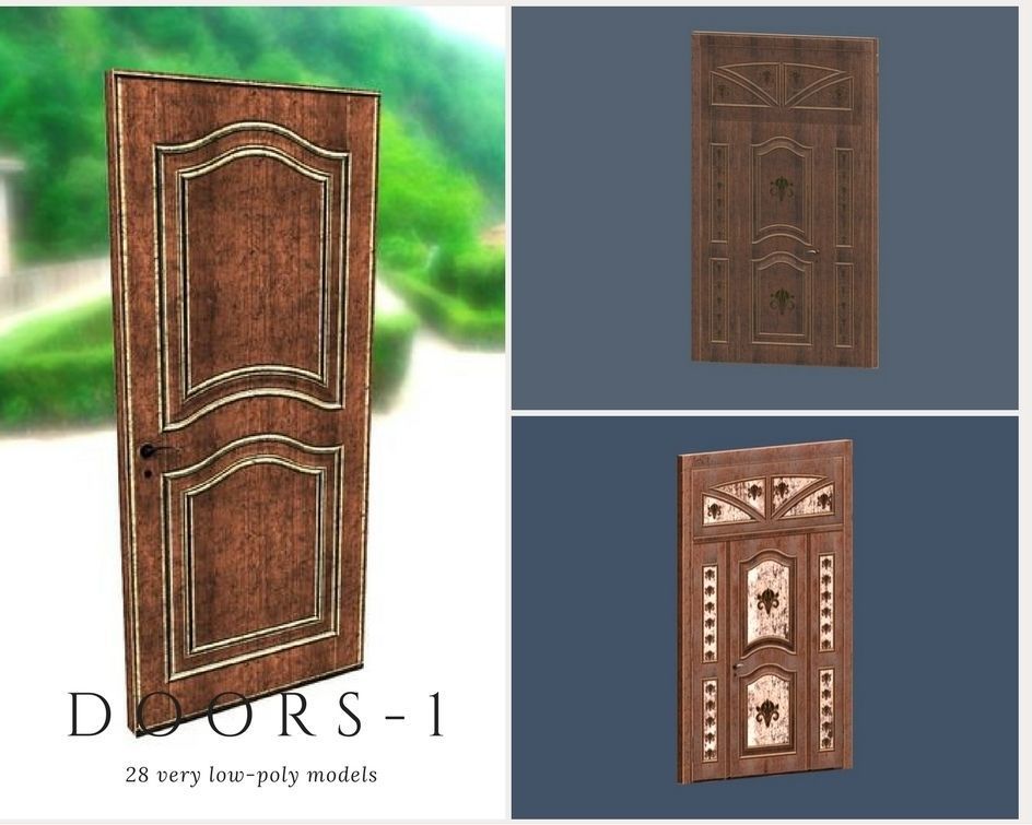Doors 1 set of for sims Low-poly 3D model_12