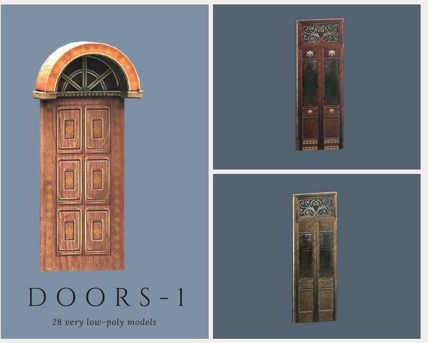 Doors 1 set of for sims Low-poly 3D model