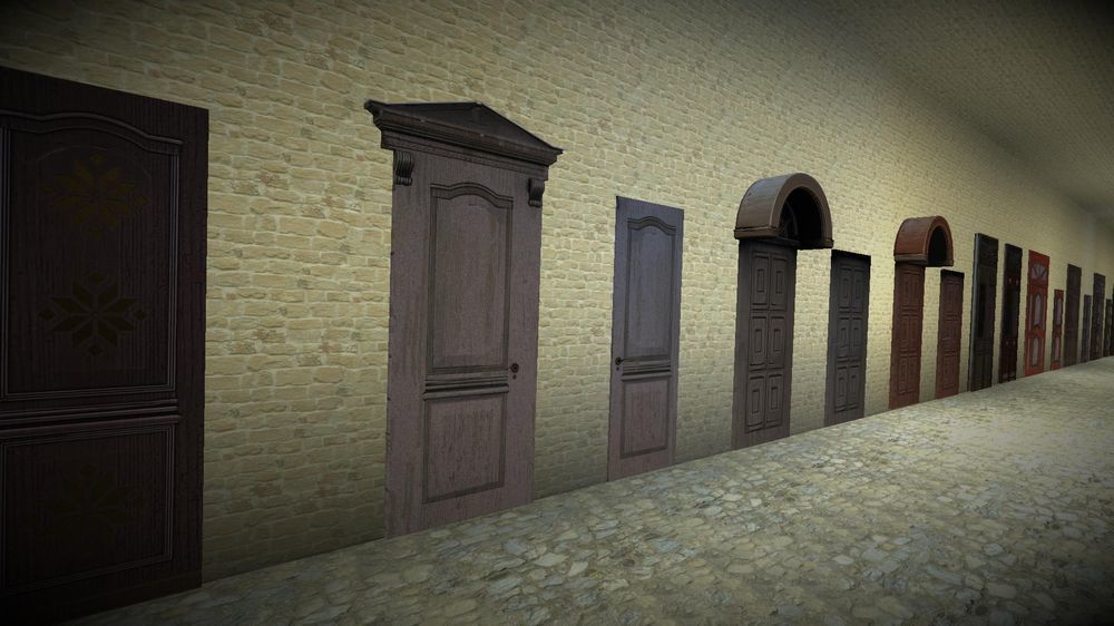 Doors 1 set of for sims Low-poly 3D model_9